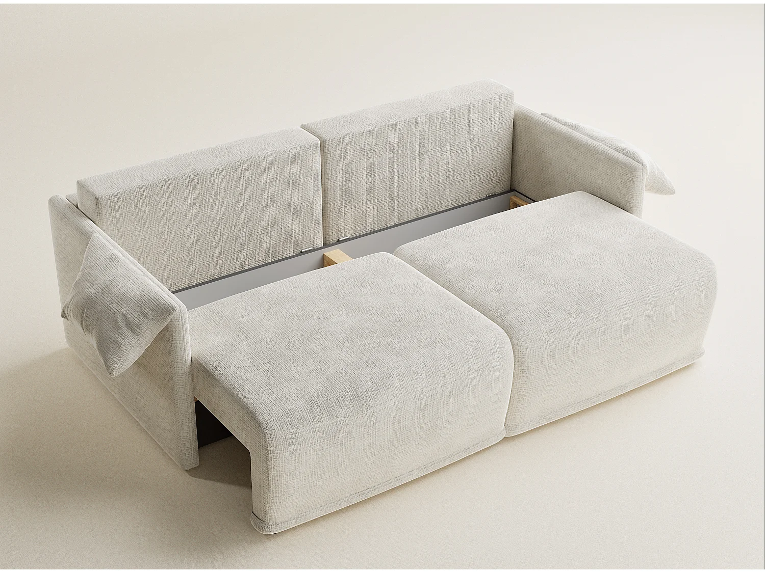 Canapé 3 places convertible en tissu chenille creme NAPPA