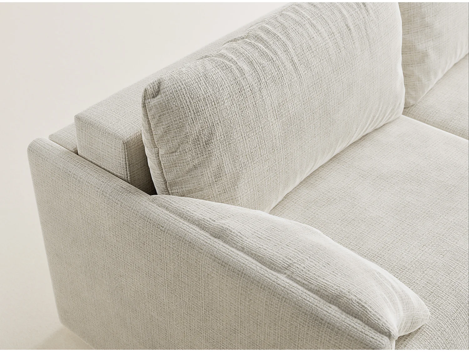 Canapé 3 places convertible en tissu chenille creme NAPPA