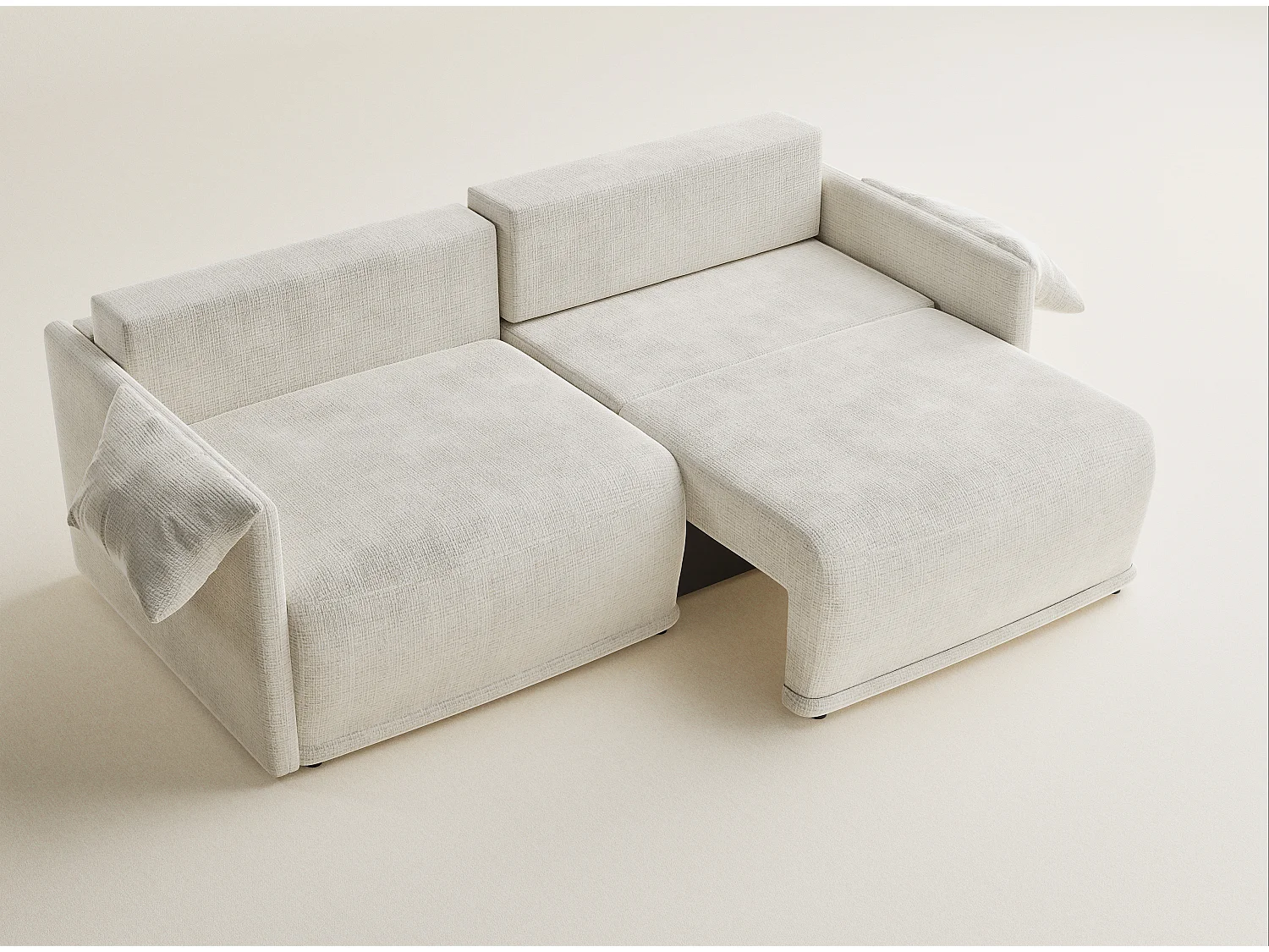 Canapé 3 places convertible en tissu chenille creme NAPPA