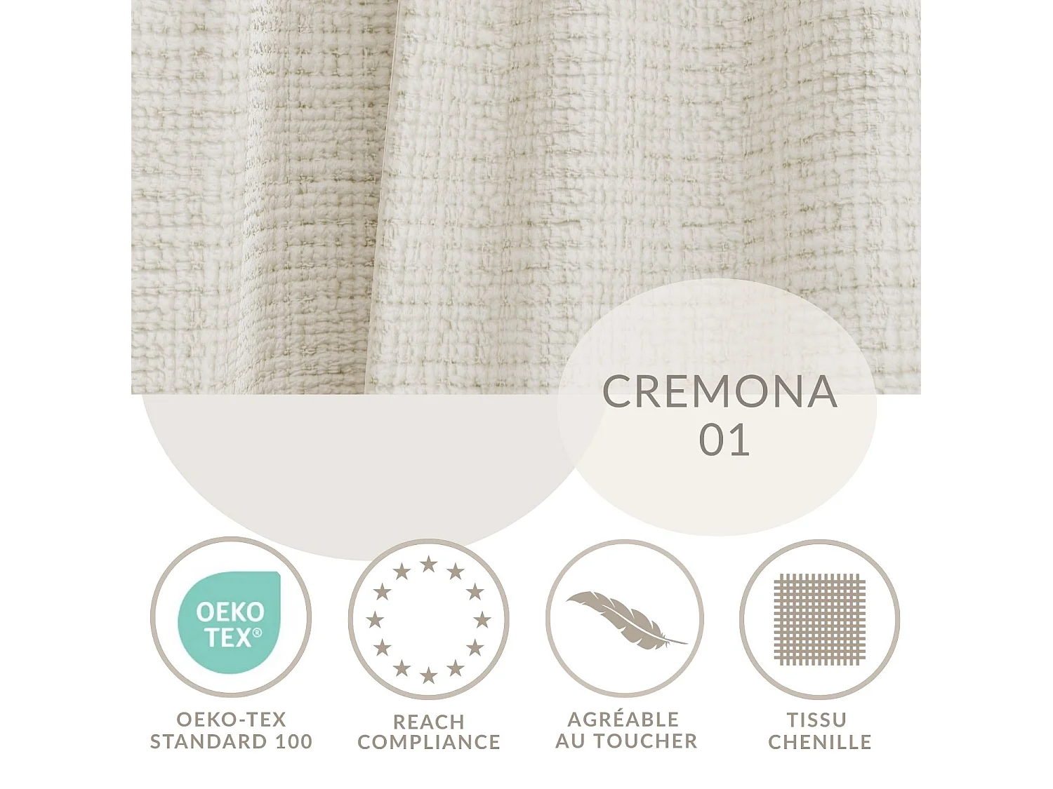 Canapé 3 places convertible en tissu chenille creme NAPPA