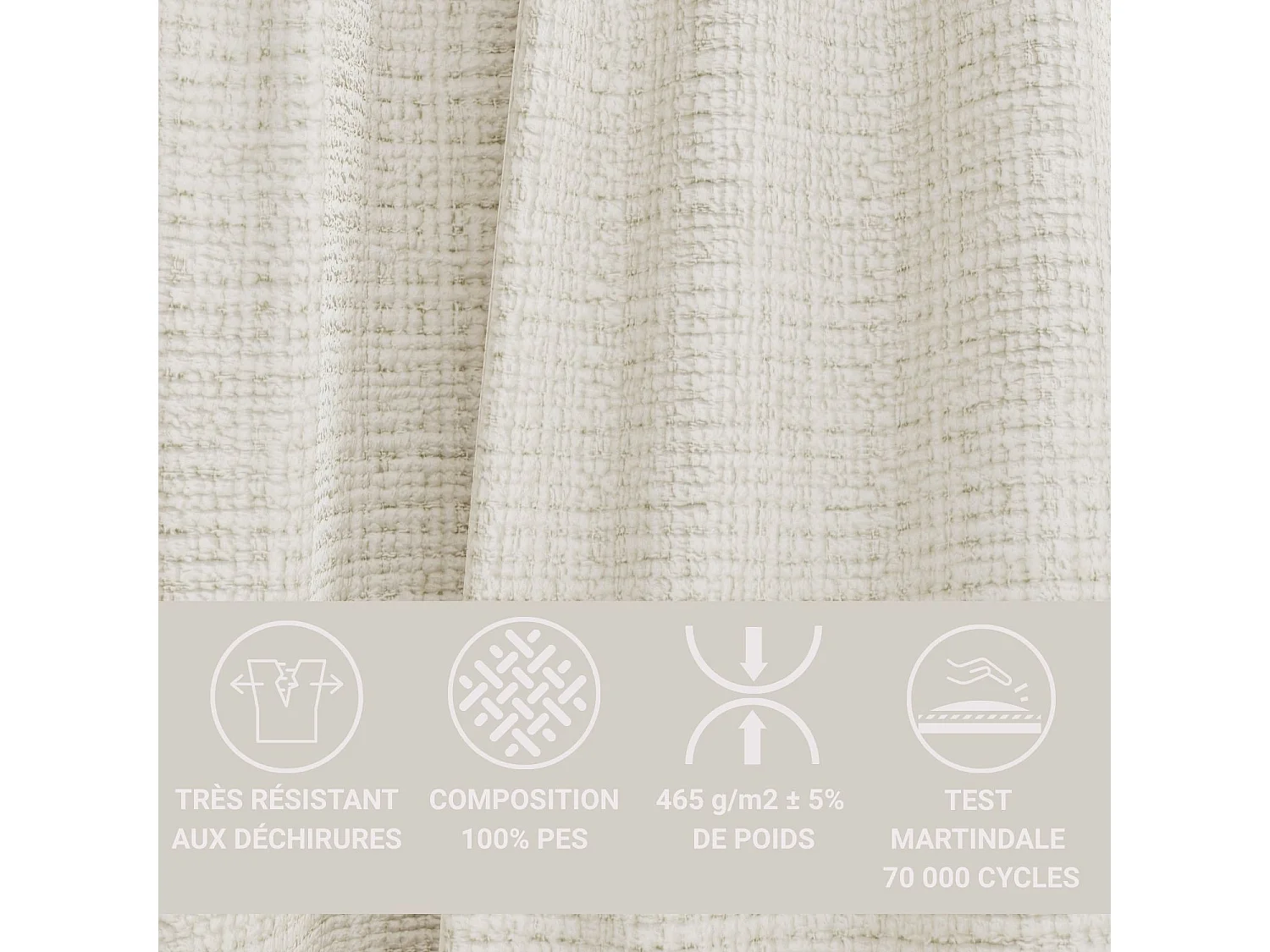 Canapé 3 places convertible en tissu chenille creme NAPPA