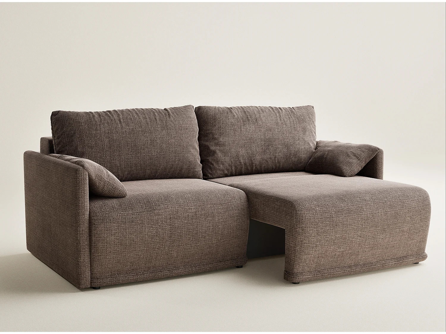 Canapé 3 places convertible en tissu chenille brun NAPPA