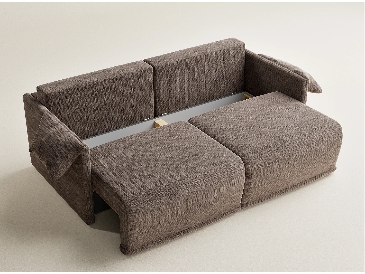 Canapé 3 places convertible en tissu chenille brun NAPPA