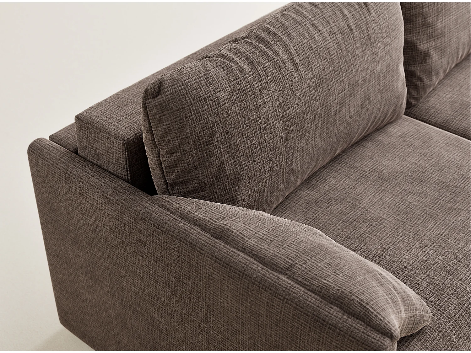 Canapé 3 places convertible en tissu chenille brun NAPPA