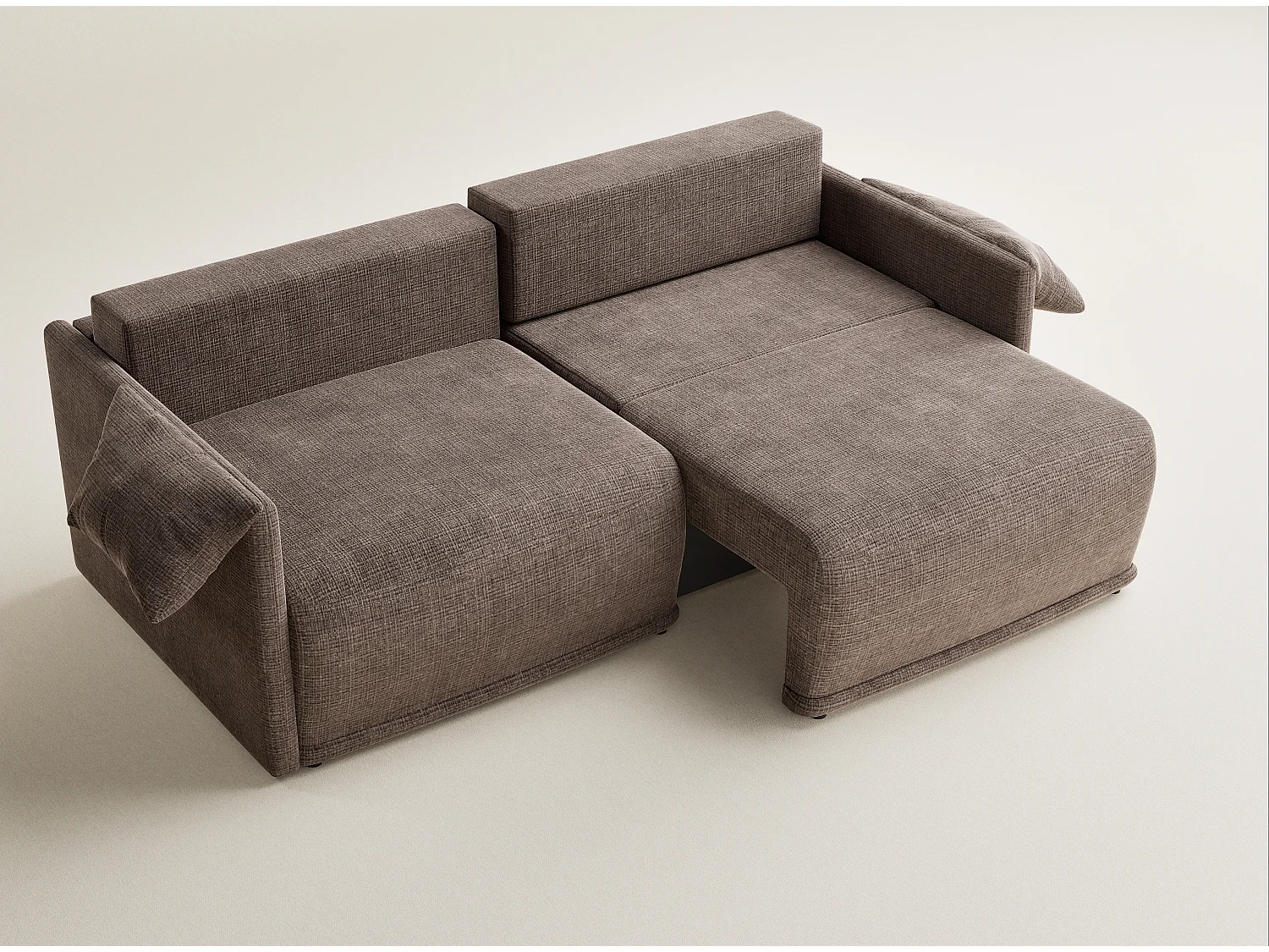 Canapé 3 places convertible en tissu chenille brun NAPPA