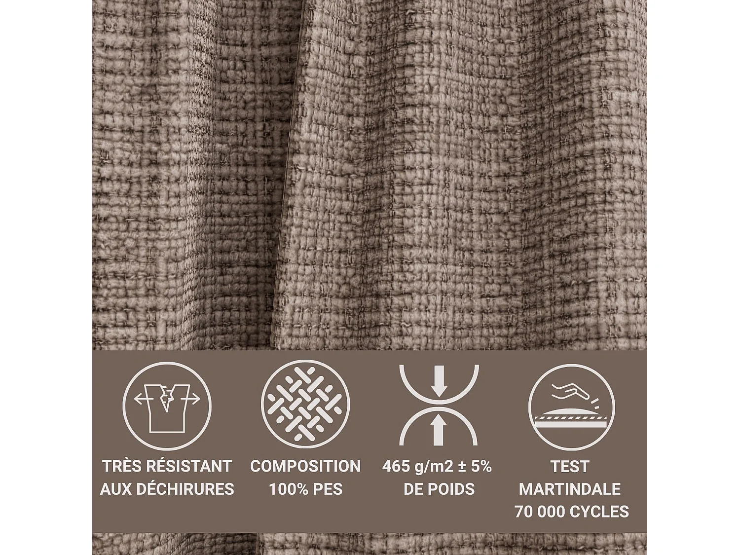 Canapé 3 places convertible en tissu chenille brun NAPPA