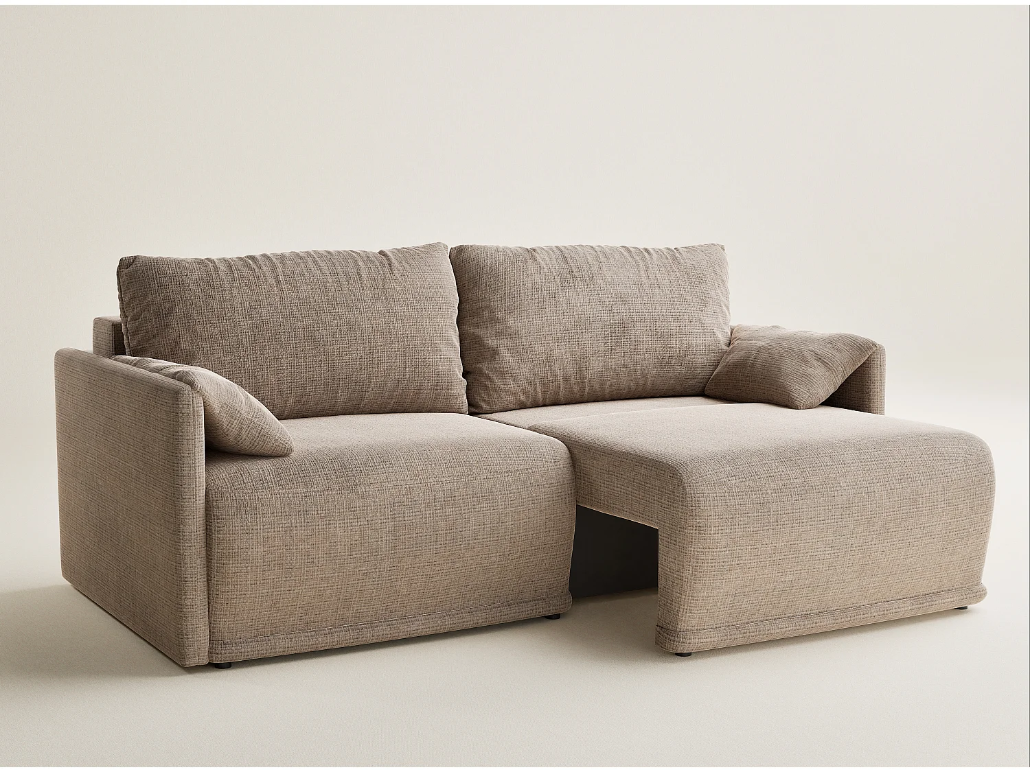 Canapé 3 places convertible en tissu chenille brun clair NAPPA