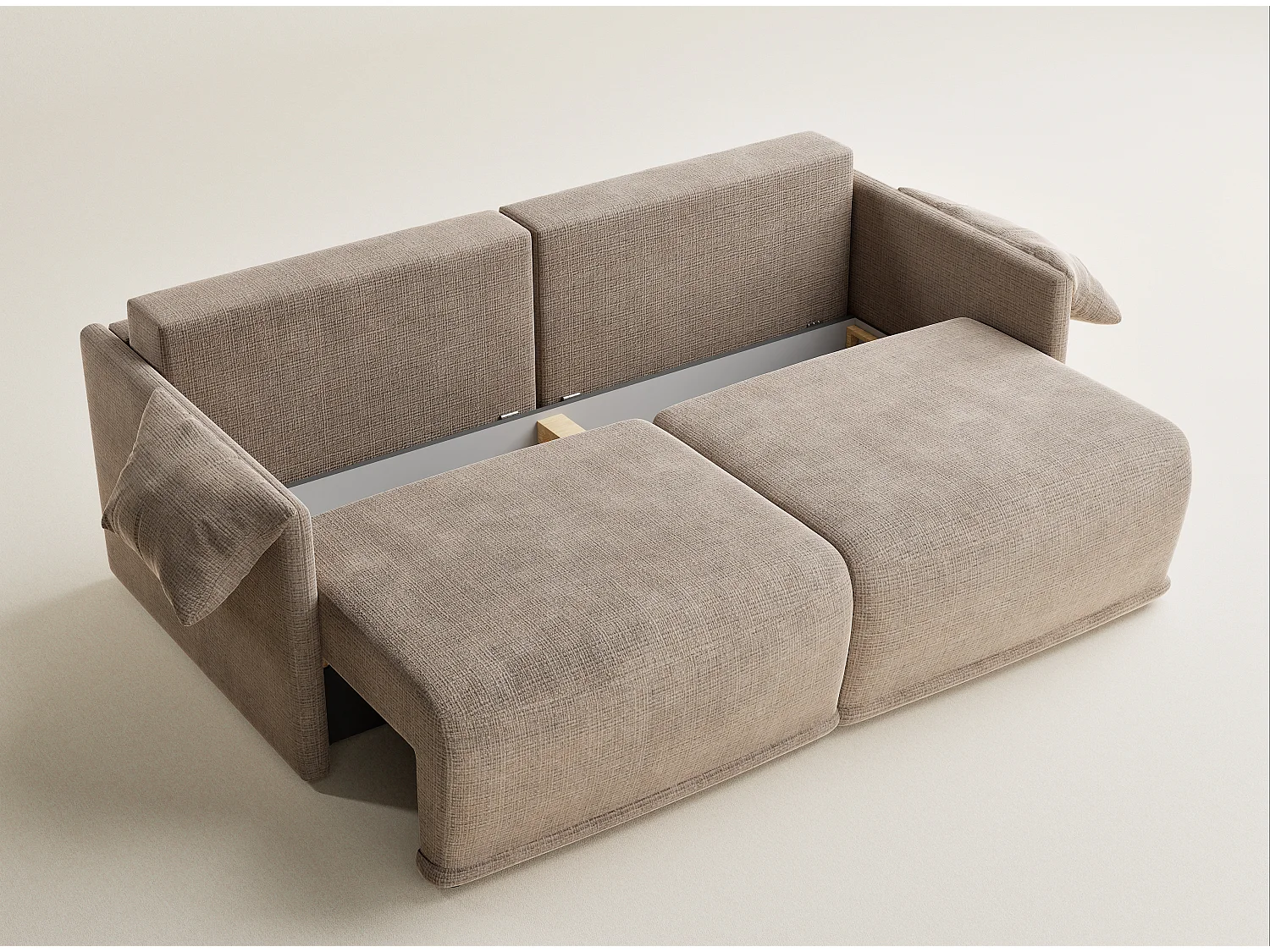 Canapé 3 places convertible en tissu chenille brun clair NAPPA
