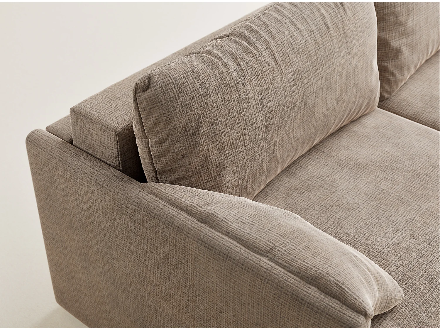 Canapé 3 places convertible en tissu chenille brun clair NAPPA