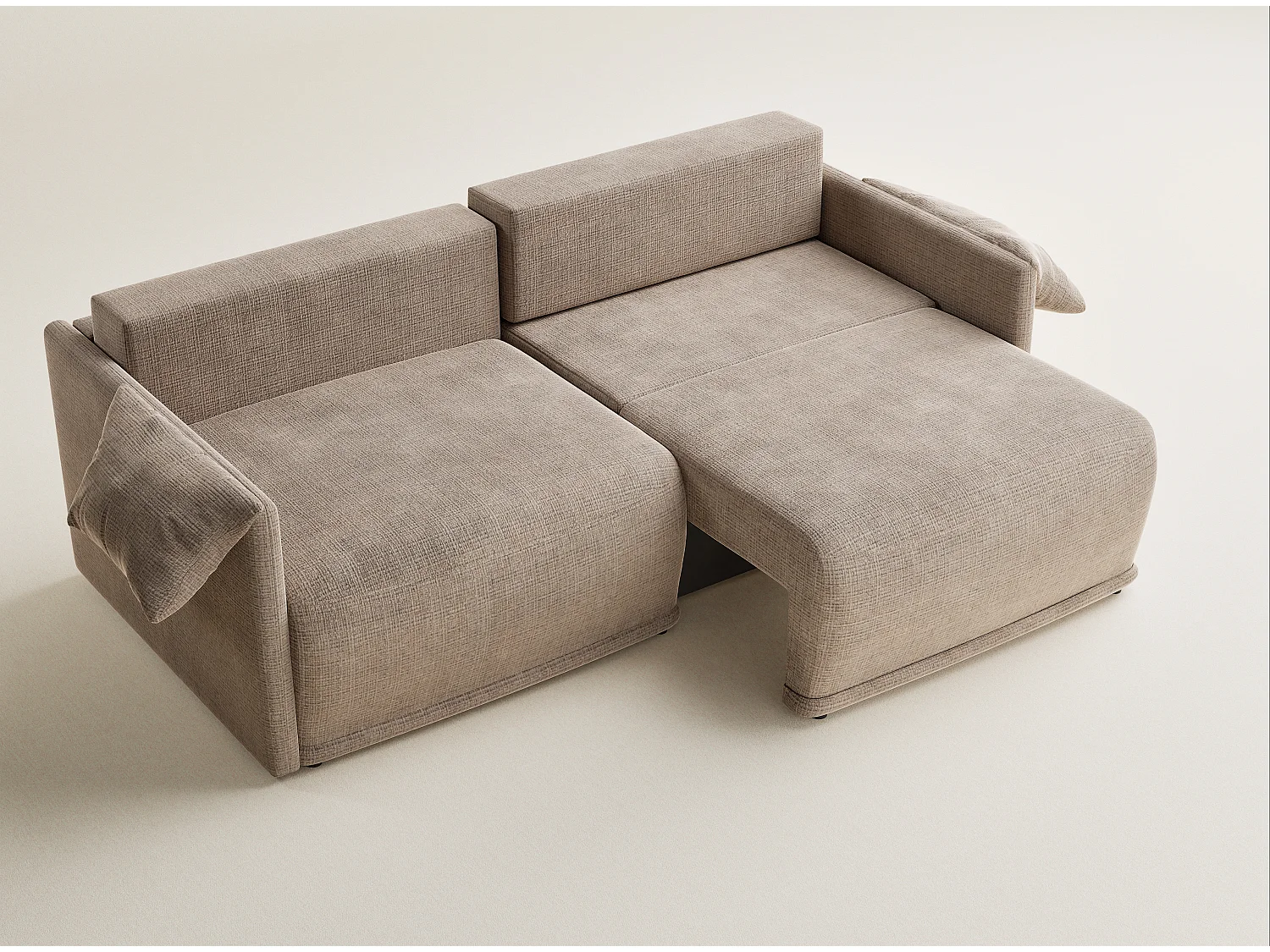 Canapé 3 places convertible en tissu chenille brun clair NAPPA