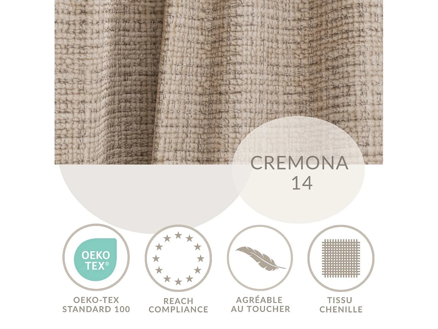 Canapé 3 places convertible en tissu chenille brun clair NAPPA