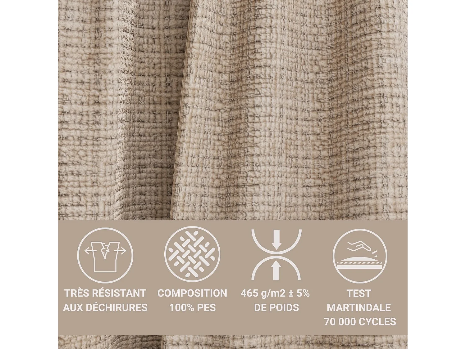 Canapé 3 places convertible en tissu chenille brun clair NAPPA