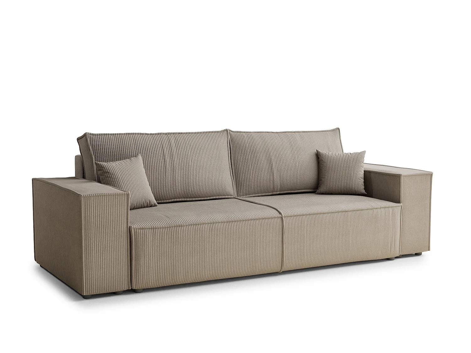 Canapé 3 places convertible en velours beige foncé MILOS