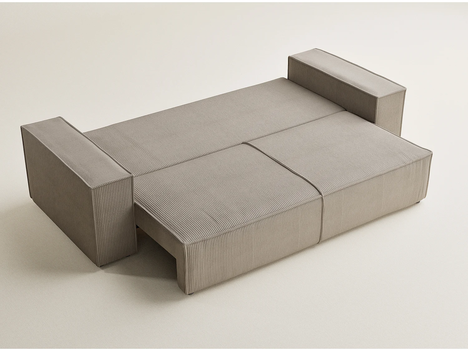 Canapé 3 places convertible en velours beige foncé MILOS