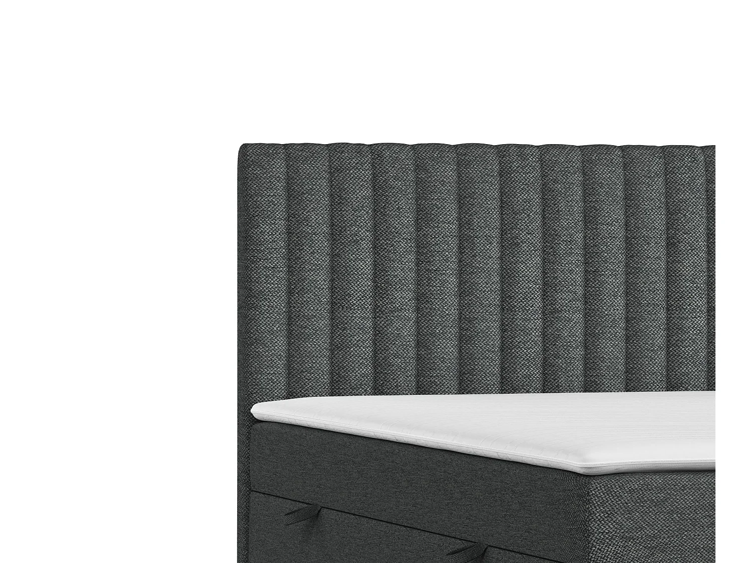 Set compleet bed met hoofdbord + opbergruimte + matrasse + dekmatrasse - 180x200 cm - geweven stof - grafiet - SPENCER