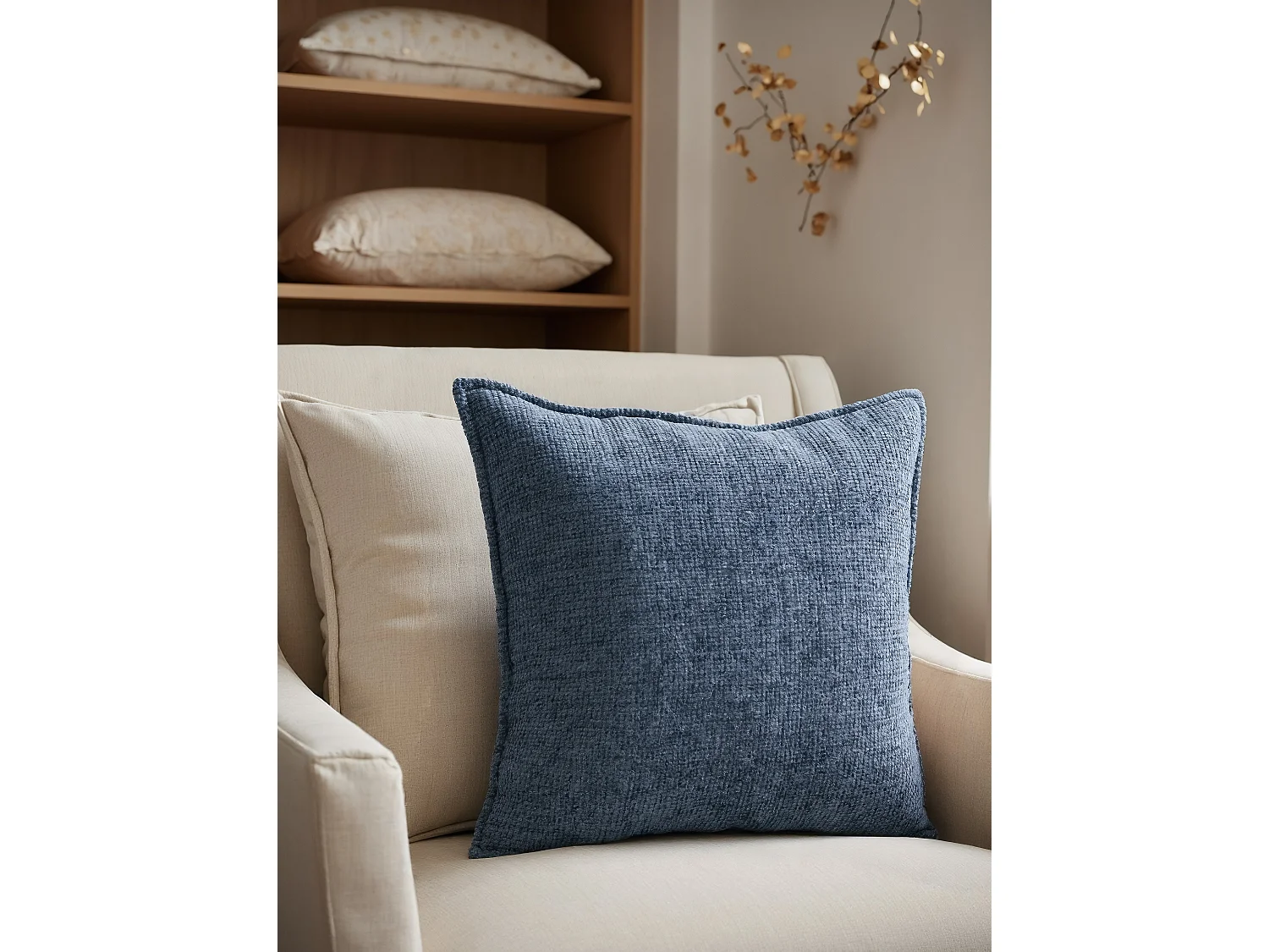 Coussin décoratif Keara 49x49 cm Bleu foncé