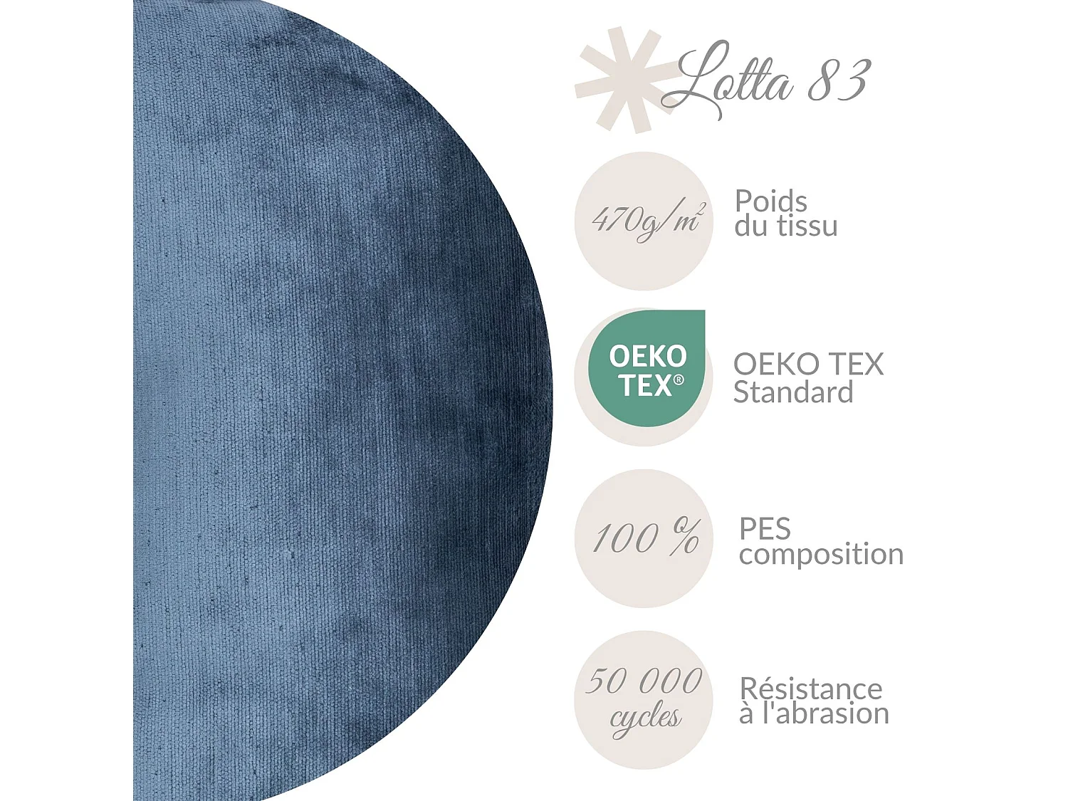 Coussin décoratif Keara 49x49 cm Bleu foncé