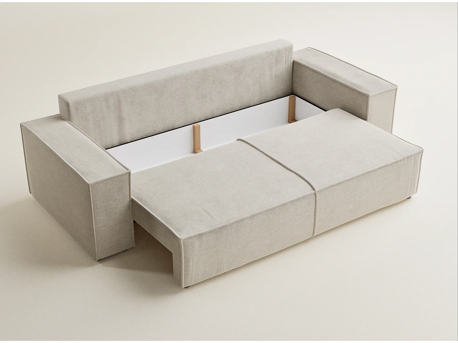 Canapé 3 places convertible en tissu chenille beige MILOS