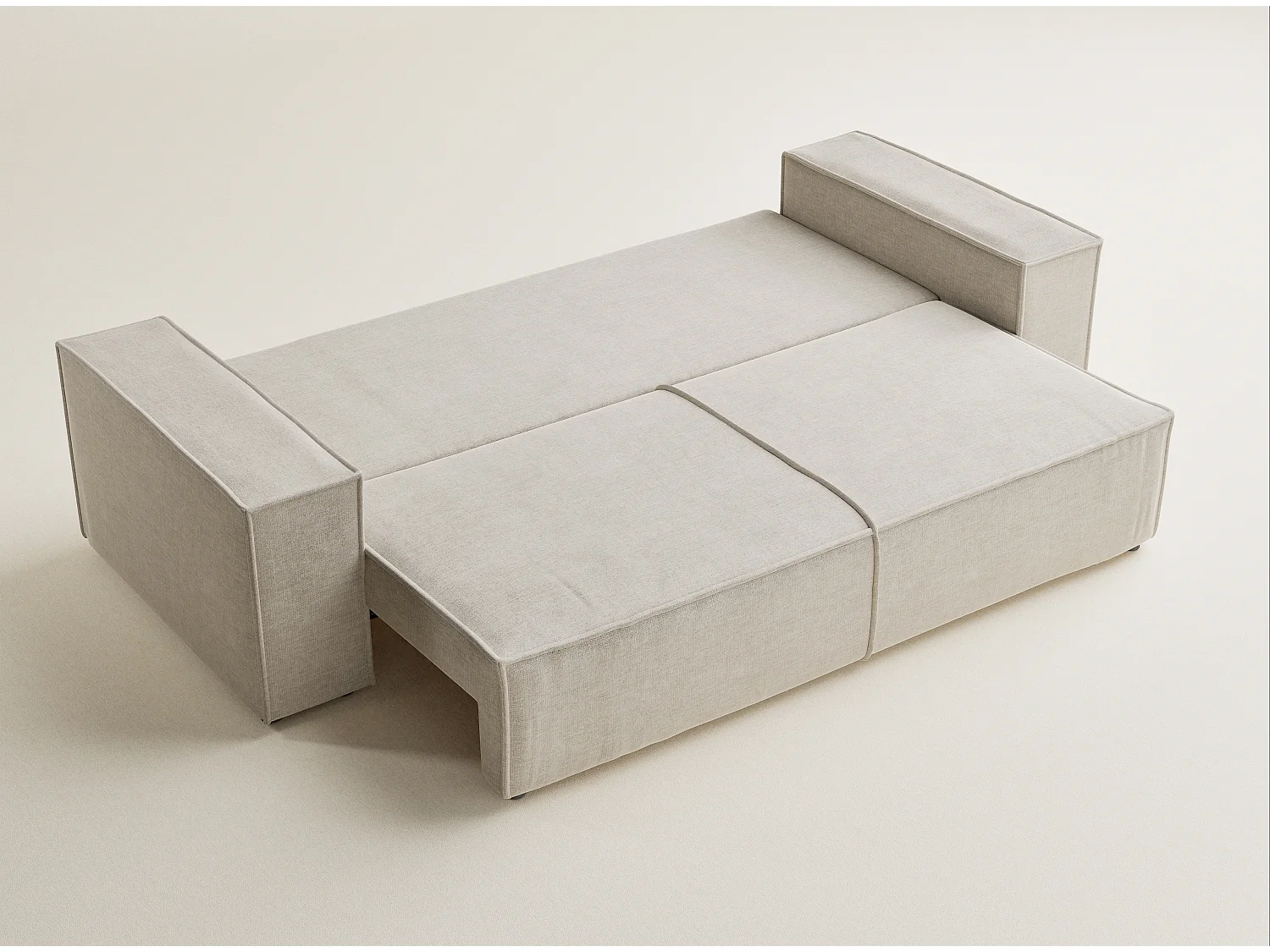 Canapé 3 places convertible en tissu chenille beige MILOS