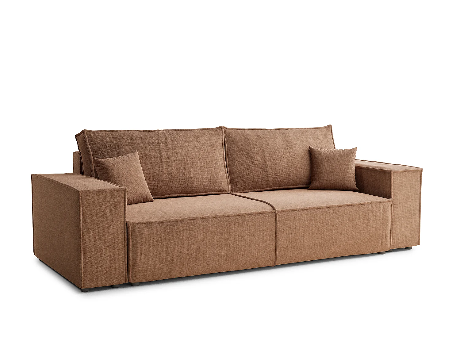 Canapé 3 places convertible en tissu chenille brun MILOS