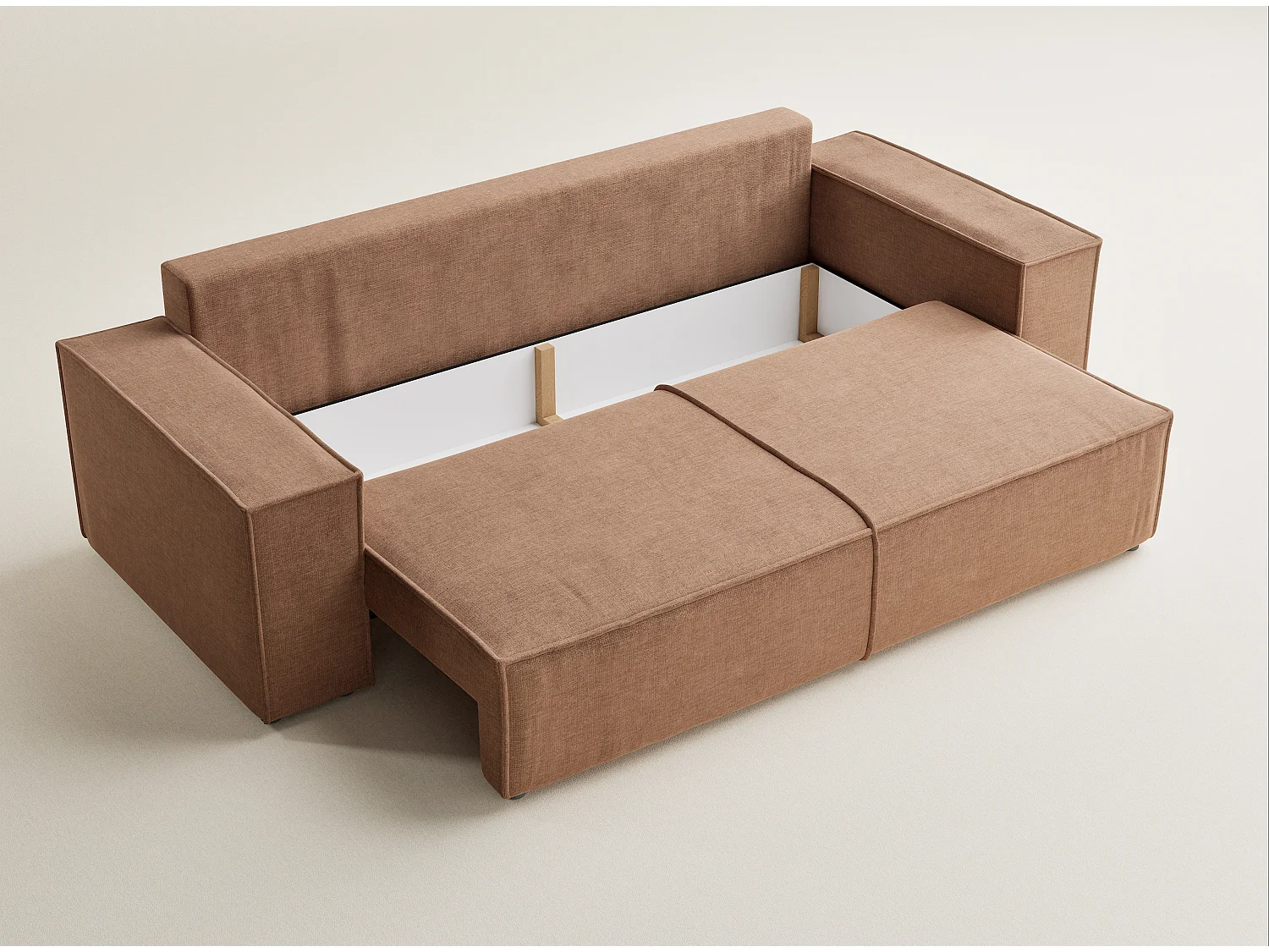 Canapé 3 places convertible en tissu chenille brun MILOS
