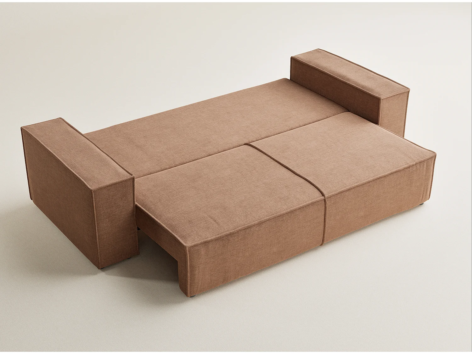 Canapé 3 places convertible en tissu chenille brun MILOS