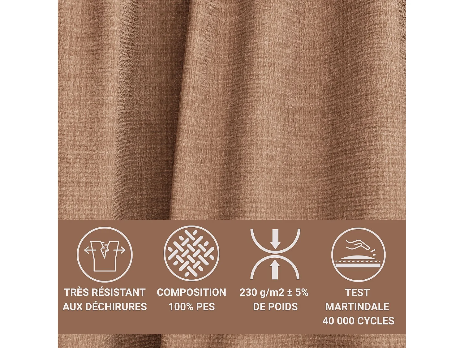 Canapé 3 places convertible en tissu chenille brun MILOS