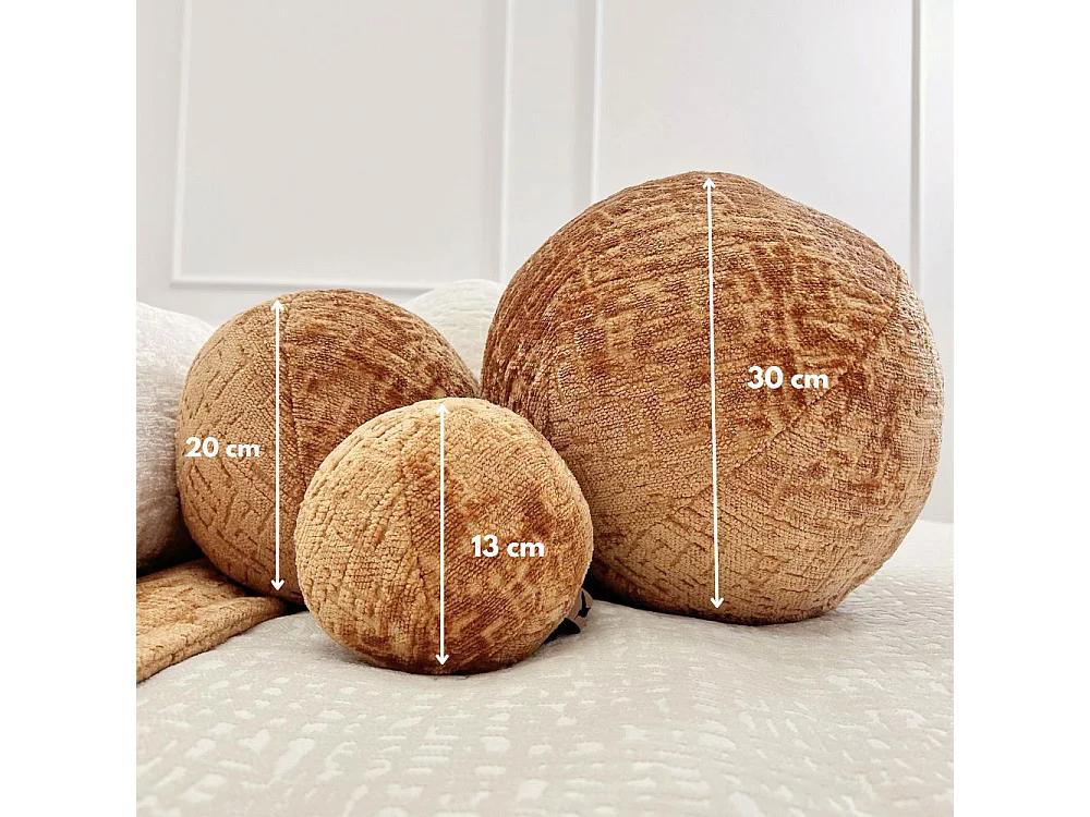 Coussin décoratif rond en tissu chenille cuivre - diamètre 13 cm - Happy Pill
