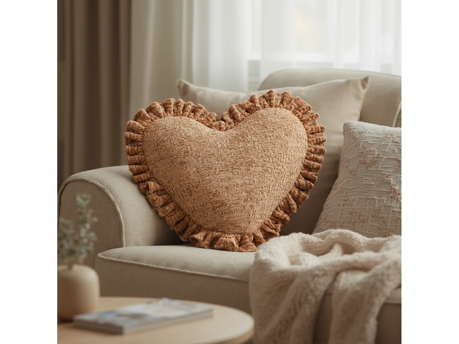 Coussin décoratif Sweetheart 50x42 cm Cuivre Le cœur