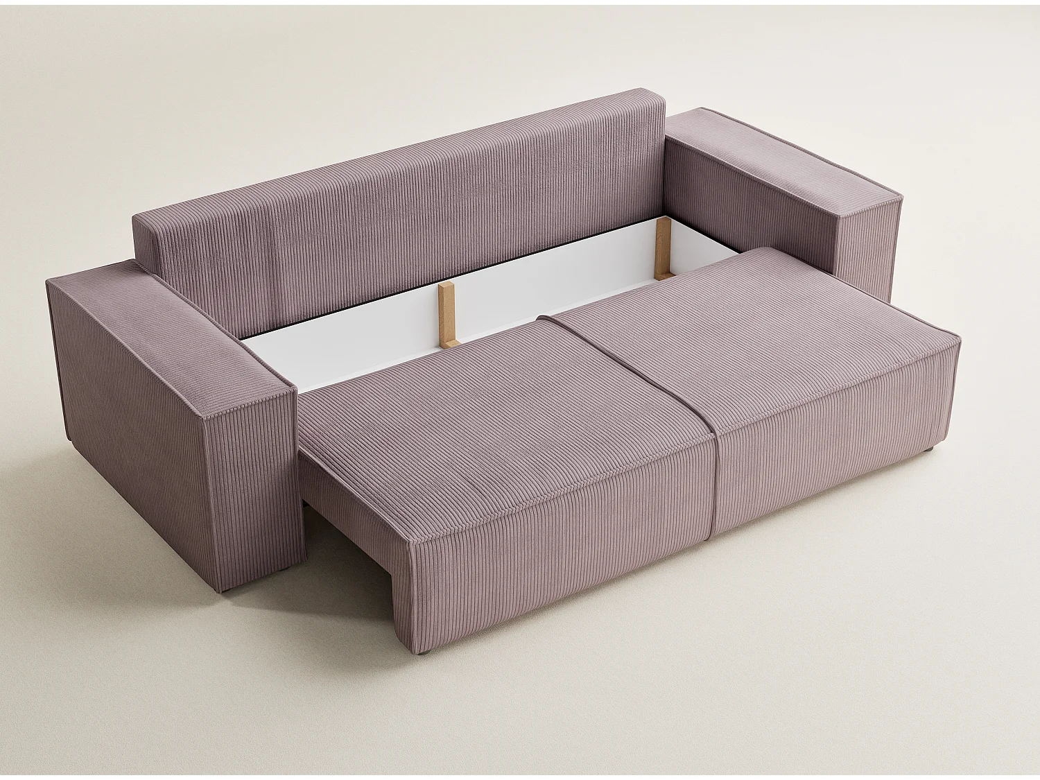 Canapé 3 places convertible en velours violet MILOS