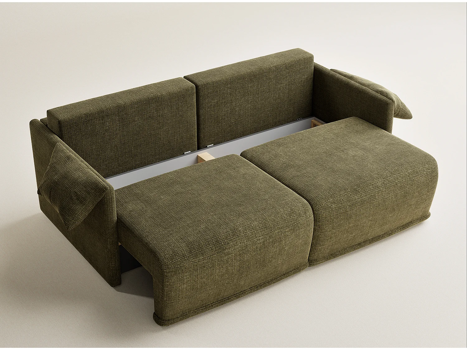 Canapé 3 places convertible en tissu chenille vert NAPPA
