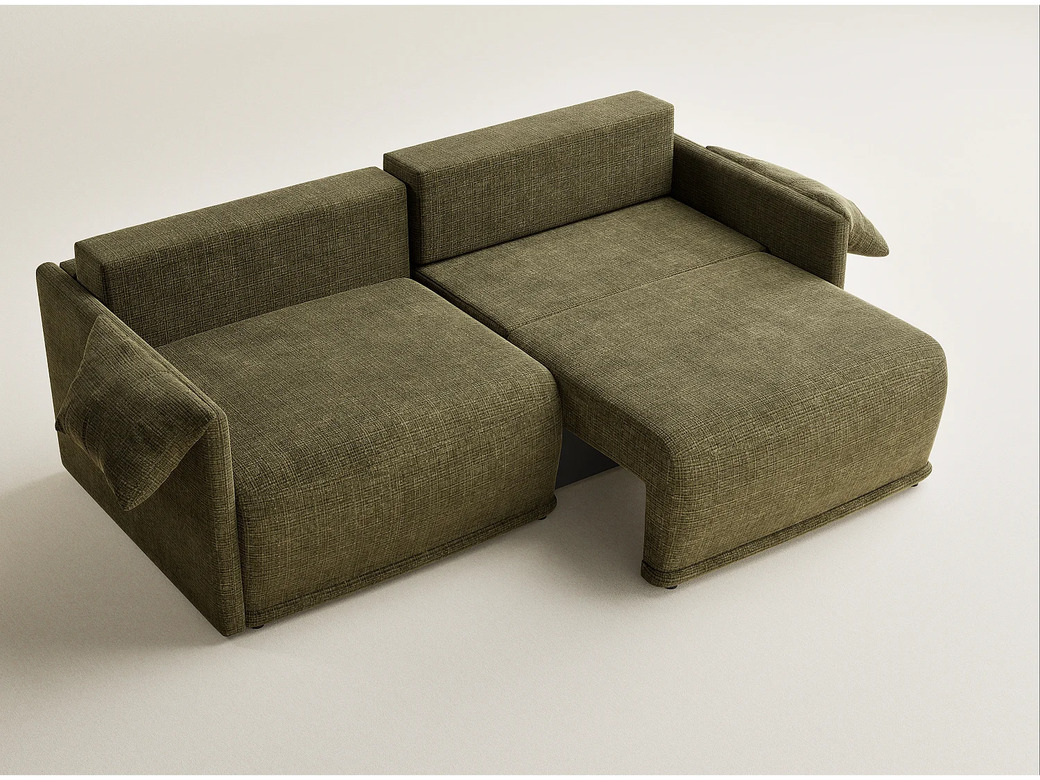 Canapé 3 places convertible en tissu chenille vert NAPPA