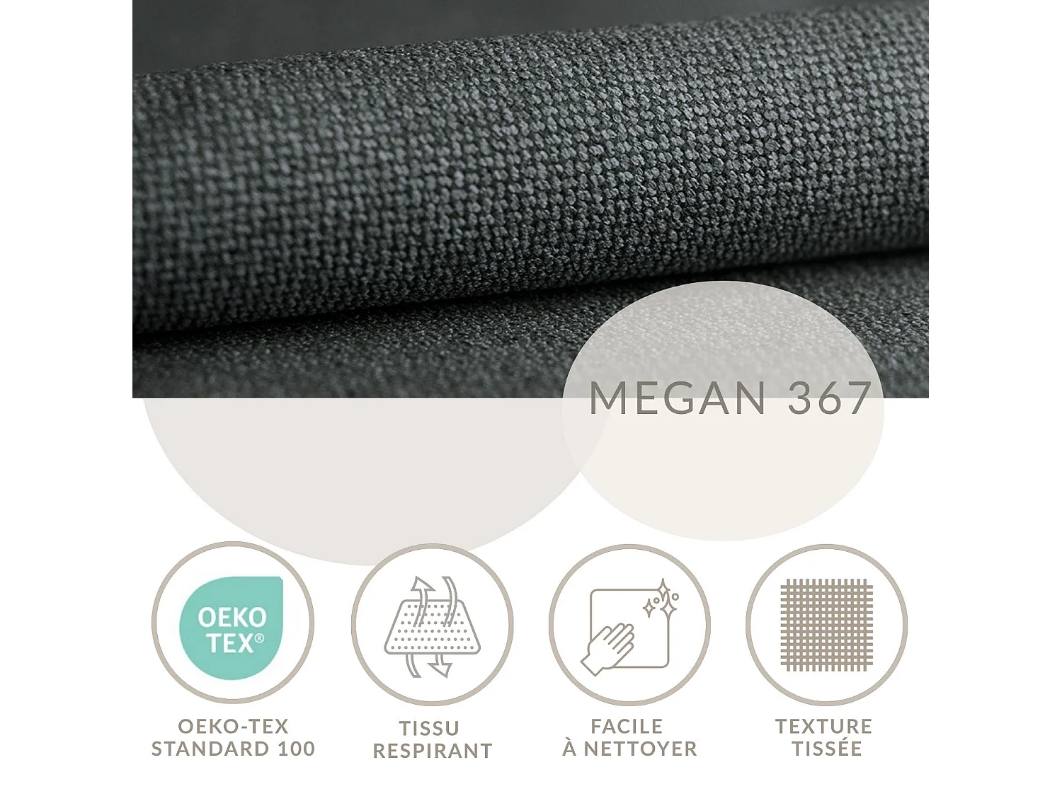 Set compleet bed met hoofdbord + opbergruimte + matrasse + dekmatrasse - 140x200 cm - geweven stof - grafiet - SPENCER