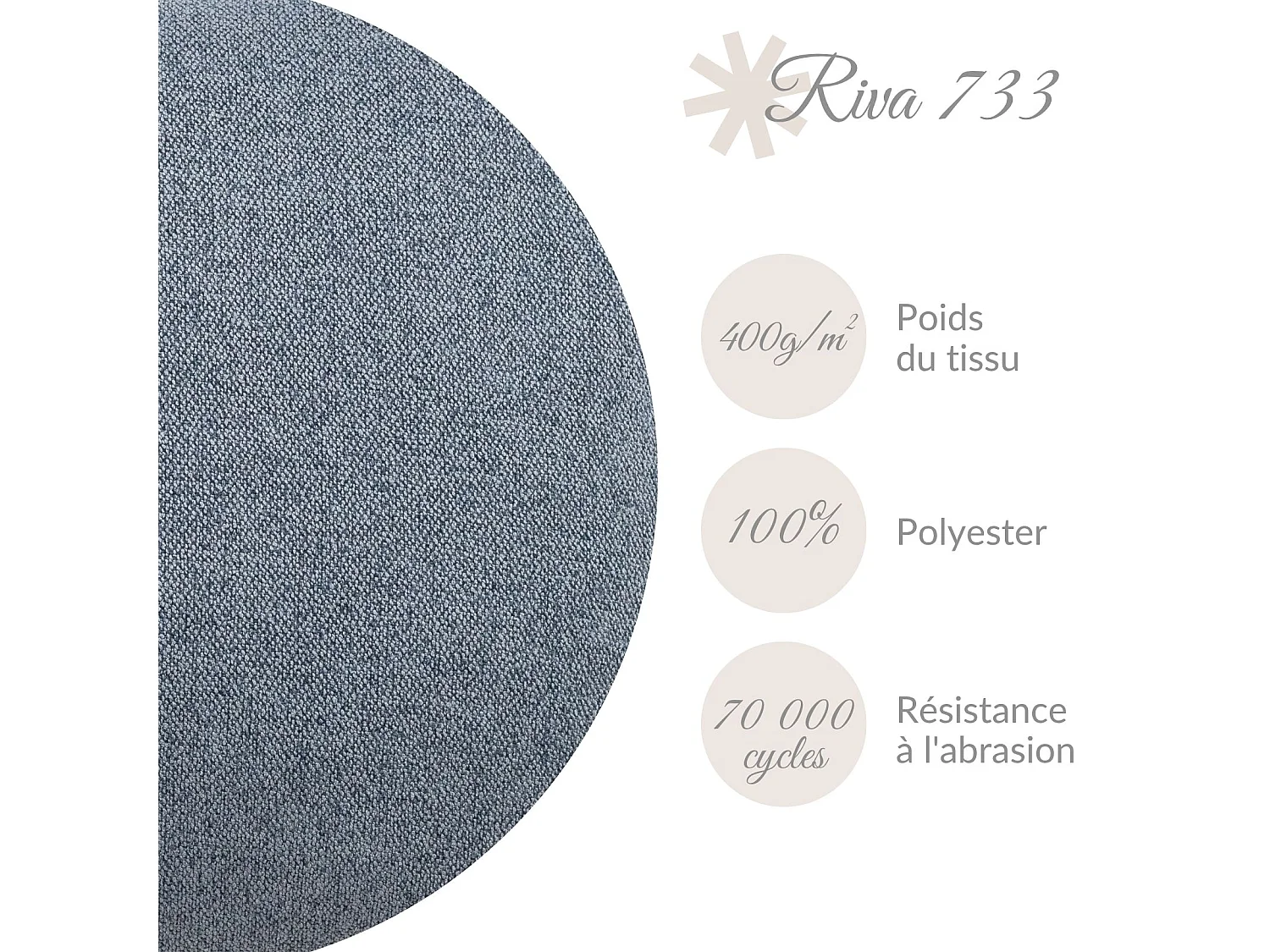 Coussin décoratif Keara 49x49 cm Bleu gris