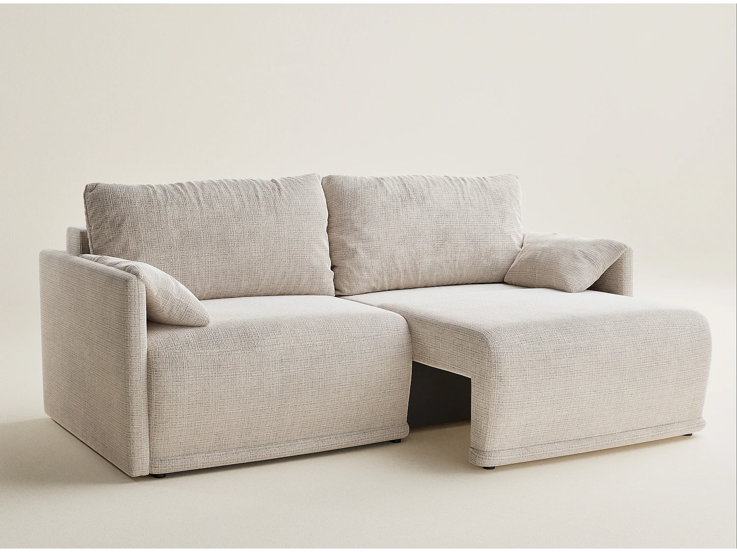Canapé 3 places convertible en tissu chenille beige NAPPA