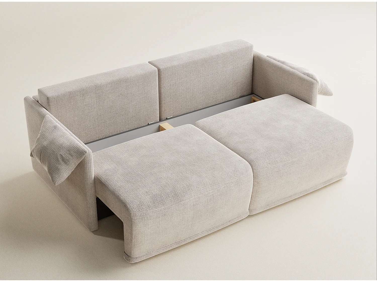 Canapé 3 places convertible en tissu chenille beige NAPPA