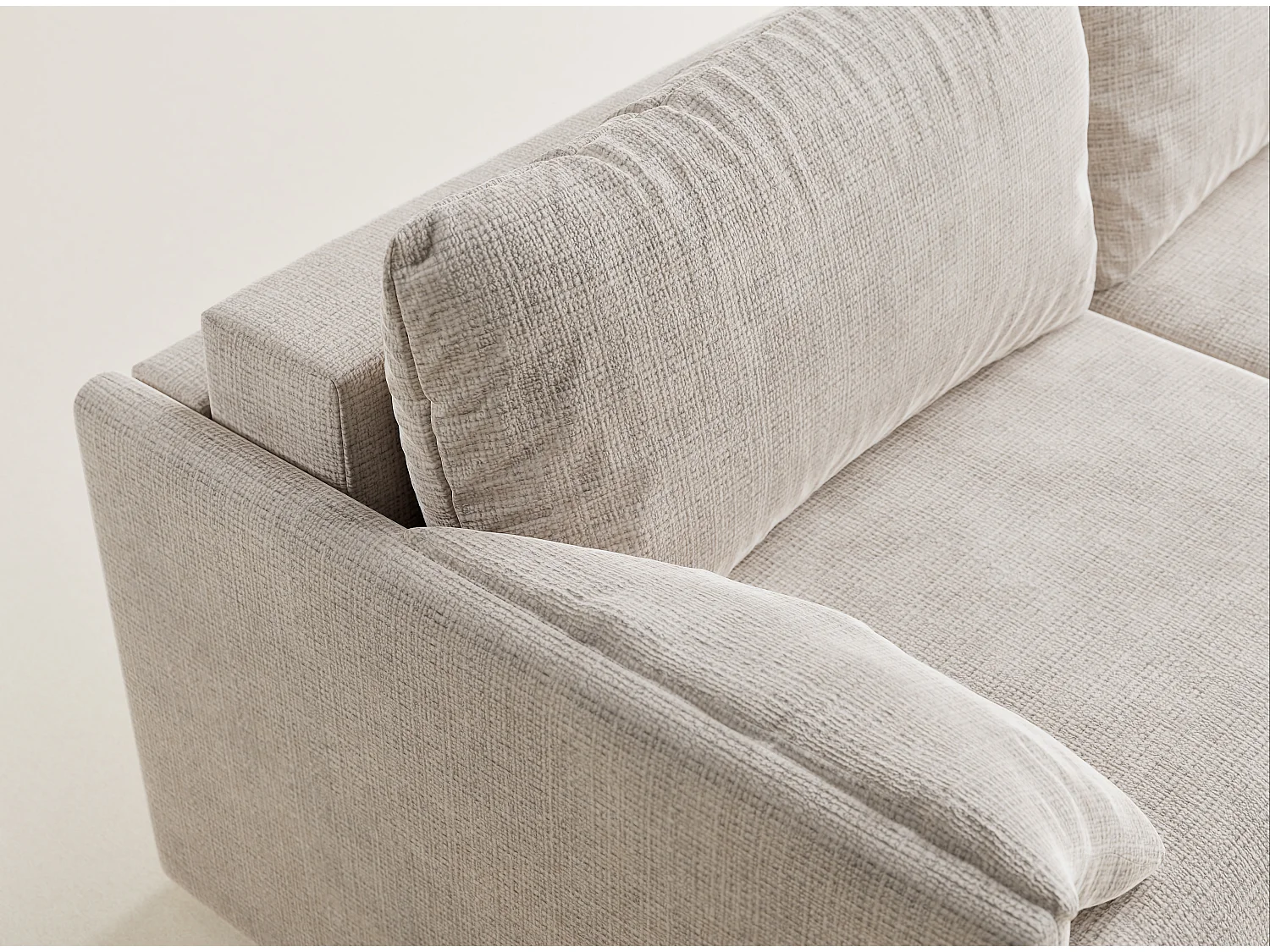 Canapé 3 places convertible en tissu chenille beige NAPPA