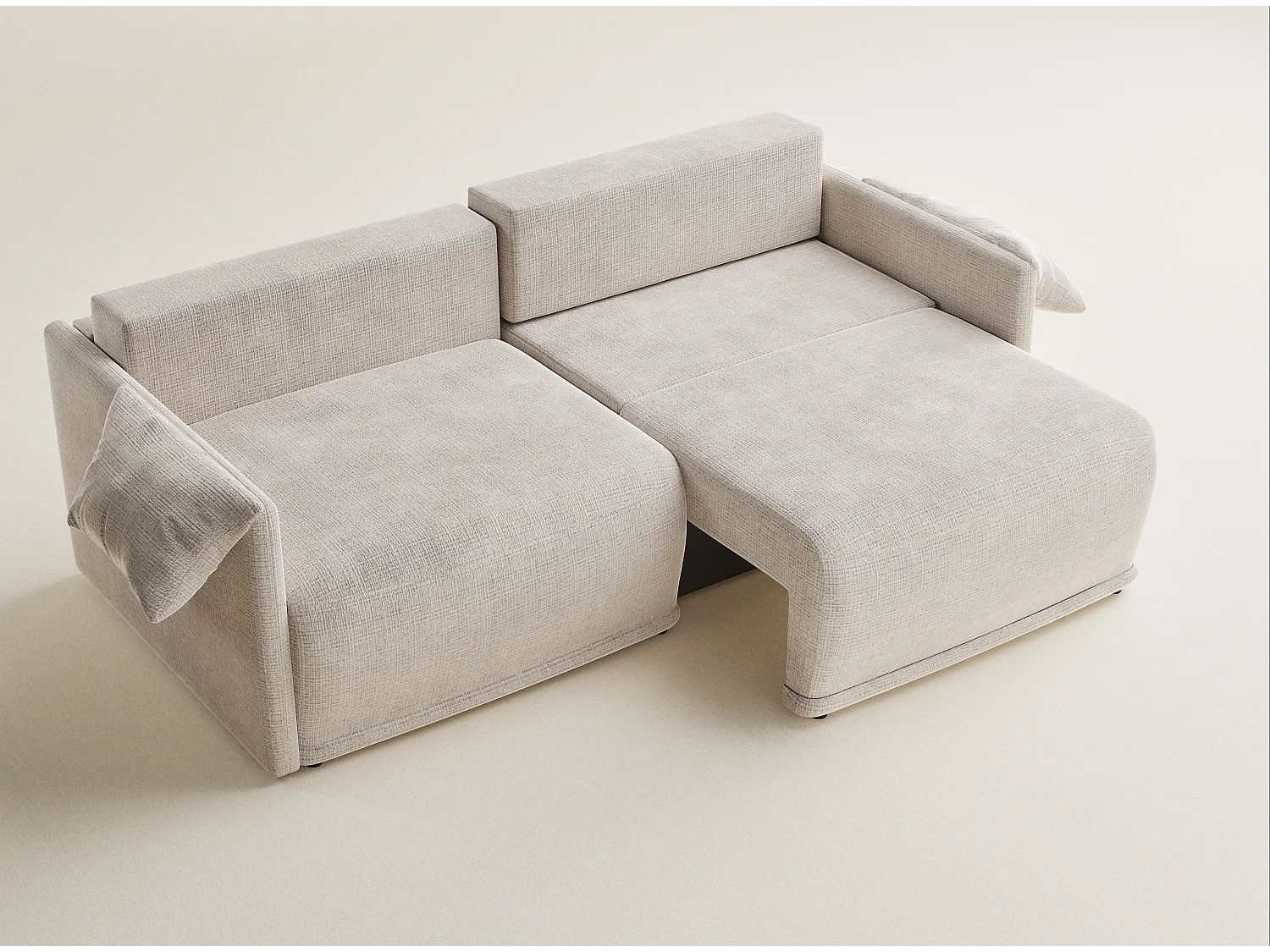 Canapé 3 places convertible en tissu chenille beige NAPPA