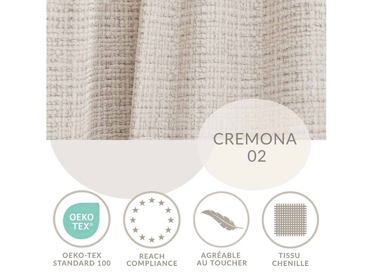 Canapé 3 places convertible en tissu chenille beige NAPPA