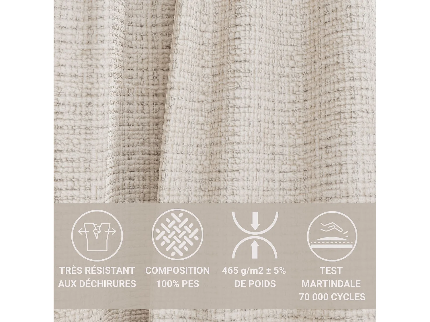 Canapé 3 places convertible en tissu chenille beige NAPPA