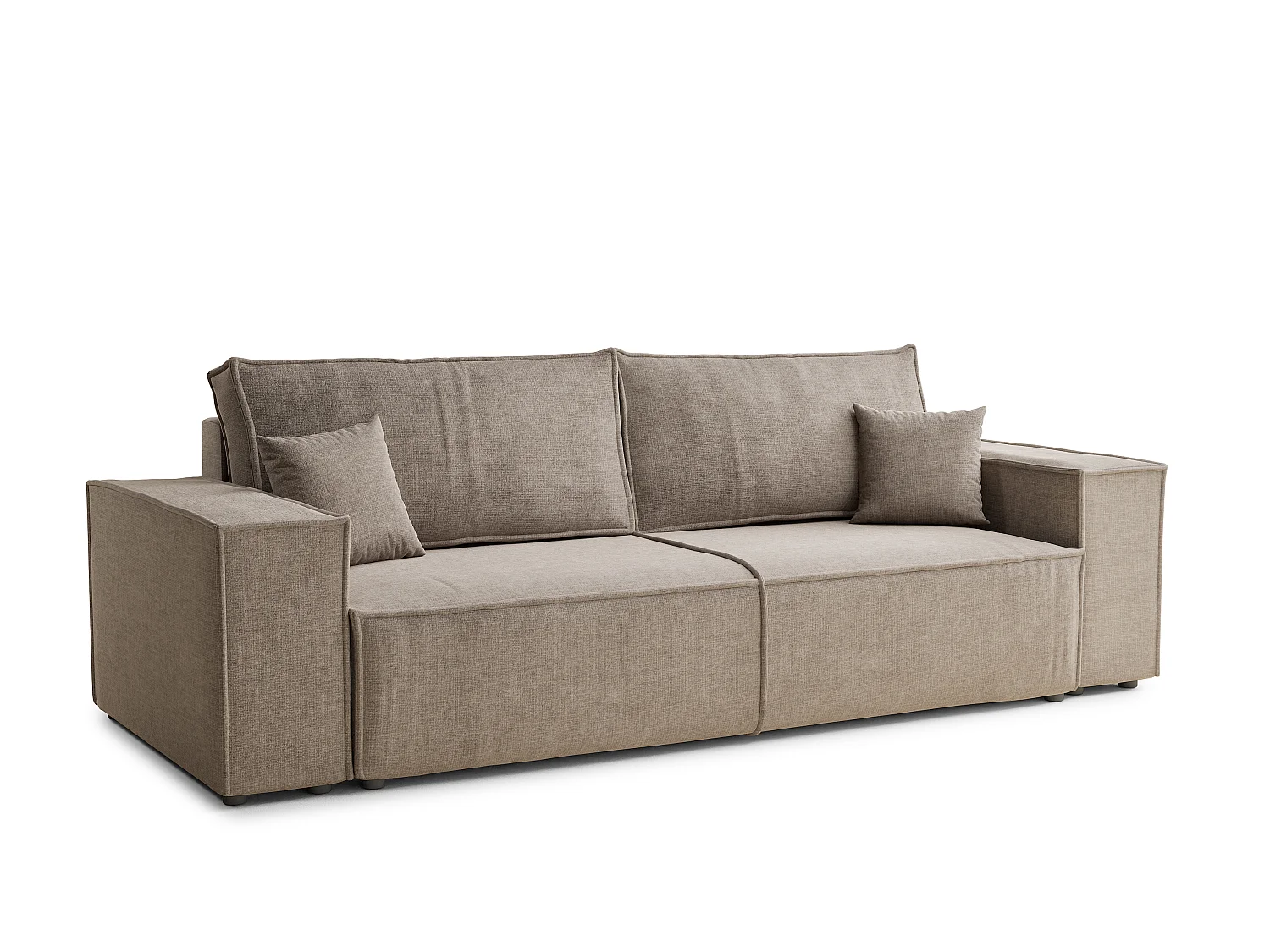 Canapé 3 places convertible en tissu chenille brun gris MILOS