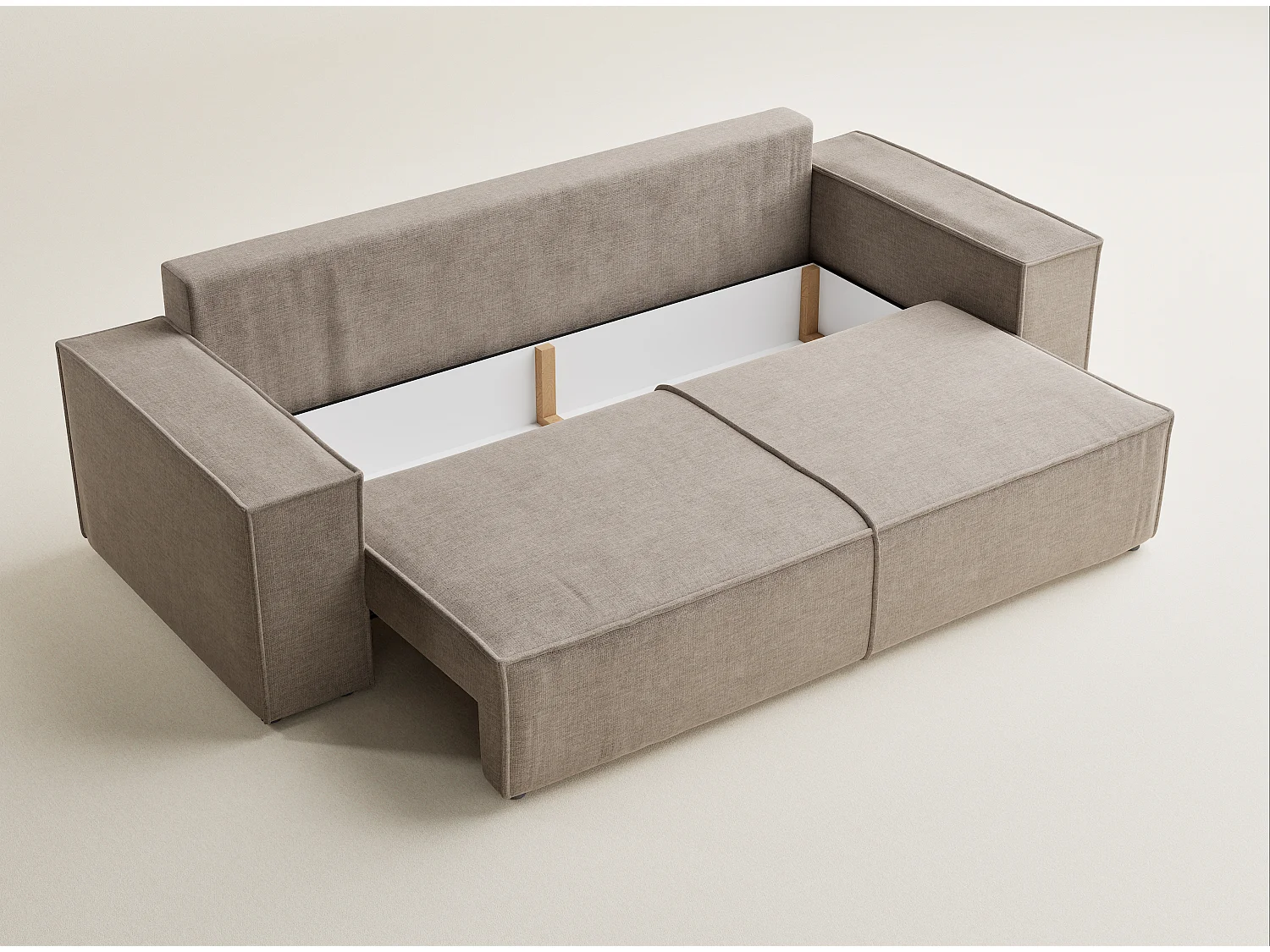 Canapé 3 places convertible en tissu chenille brun gris MILOS
