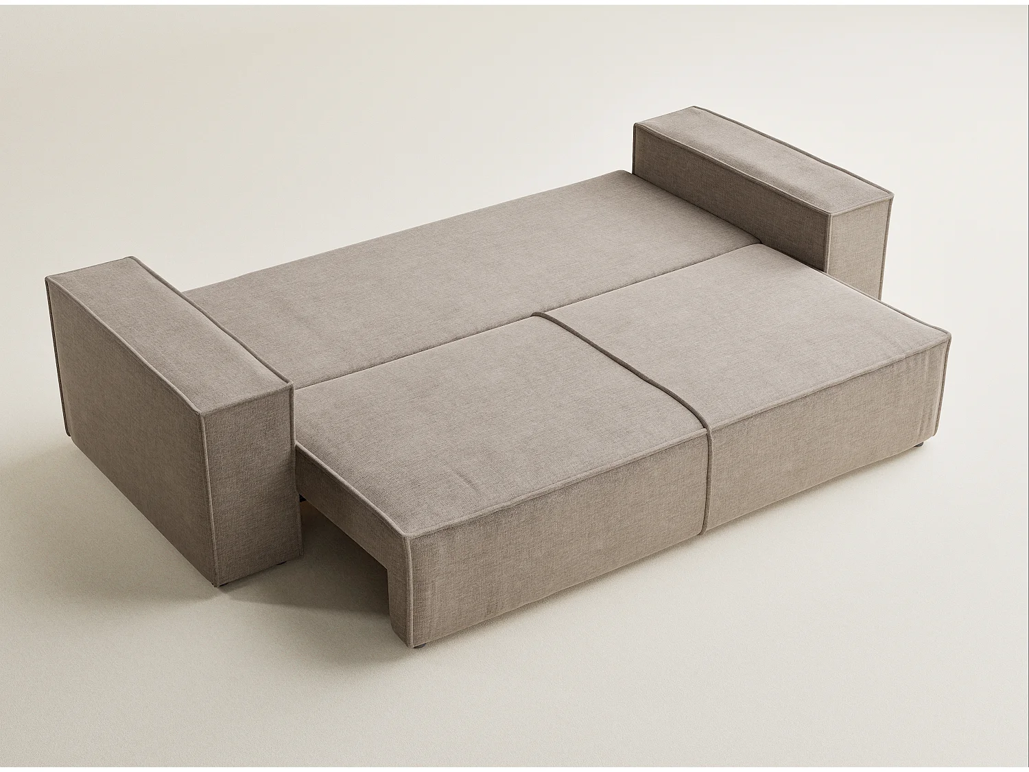 Canapé 3 places convertible en tissu chenille brun gris MILOS
