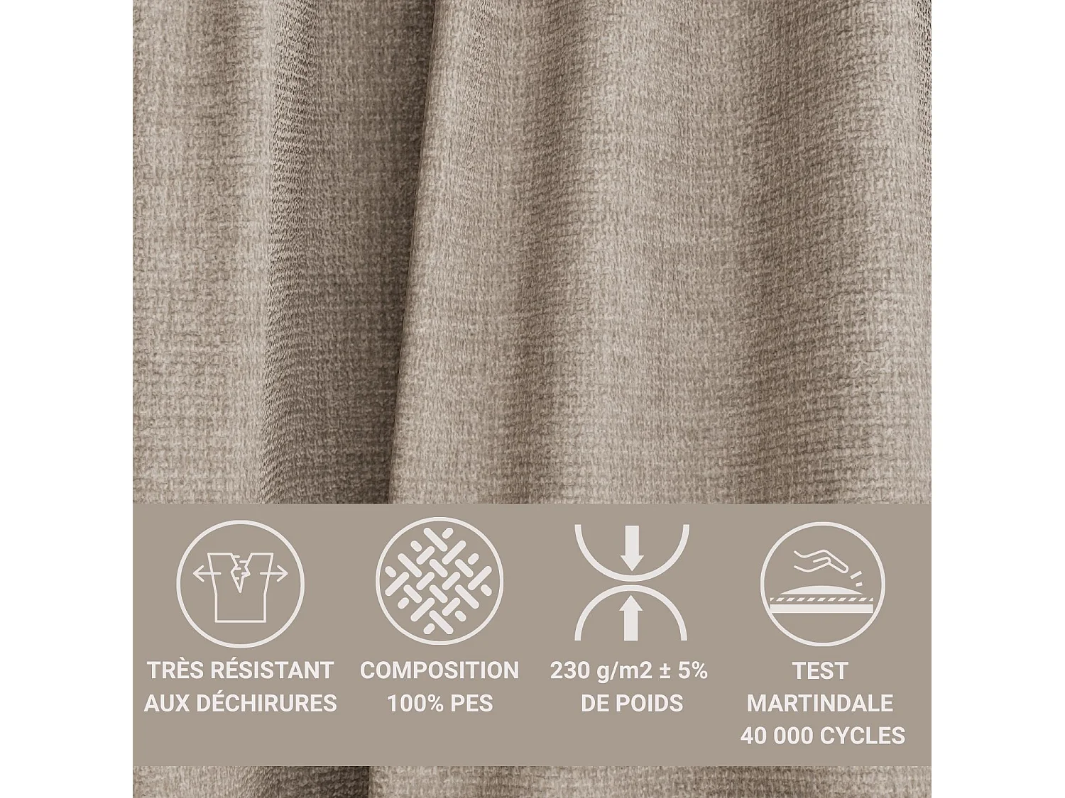 Canapé 3 places convertible en tissu chenille brun gris MILOS