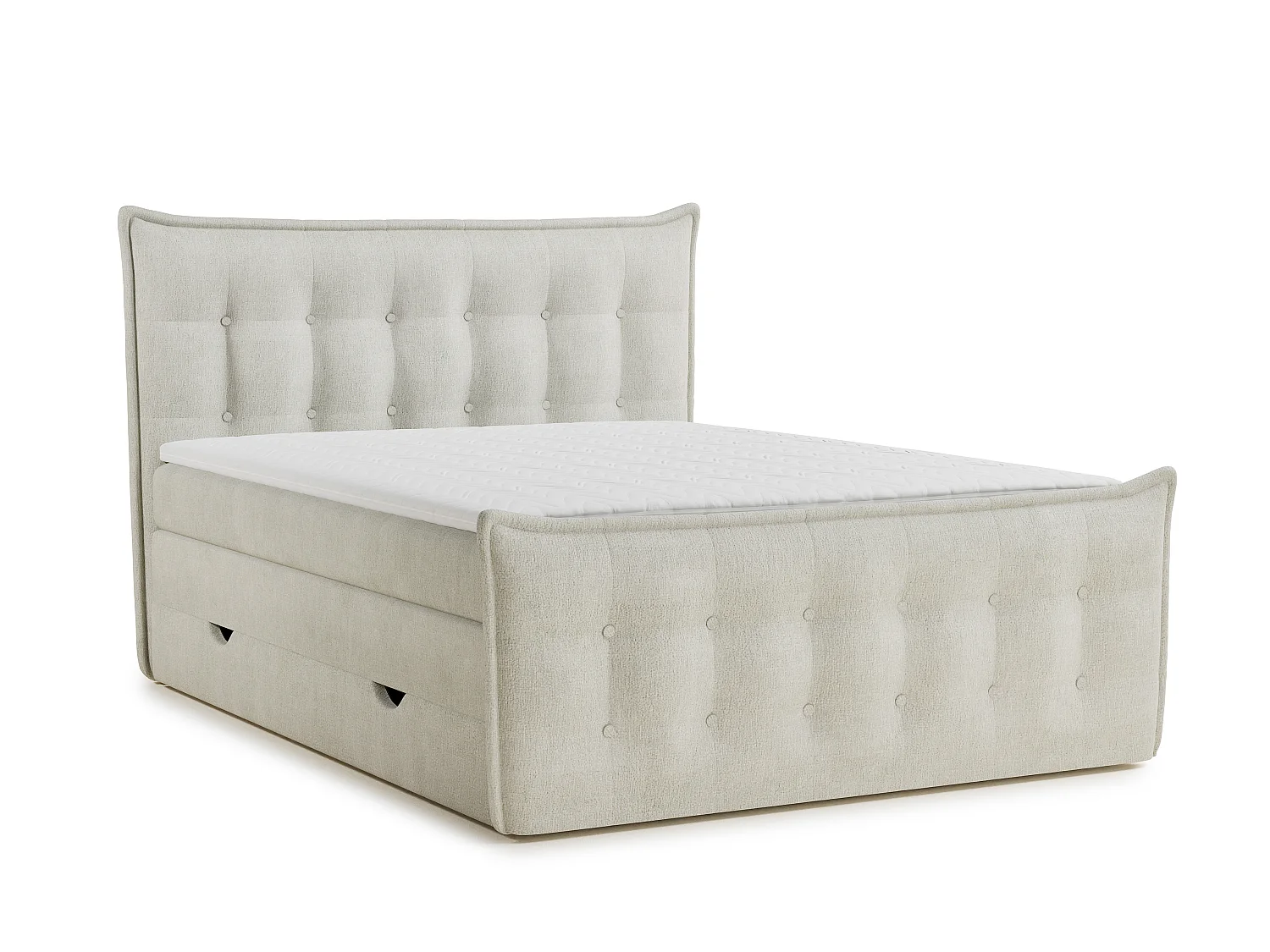 Boxspringbed met hoofdbord + matras + dekmatras - 200x200 cm - creme - FATU
