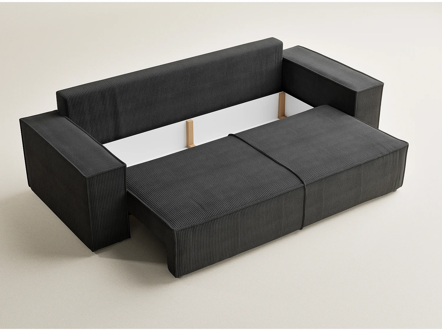 Canapé 3 places convertible en velours graphite MILOS