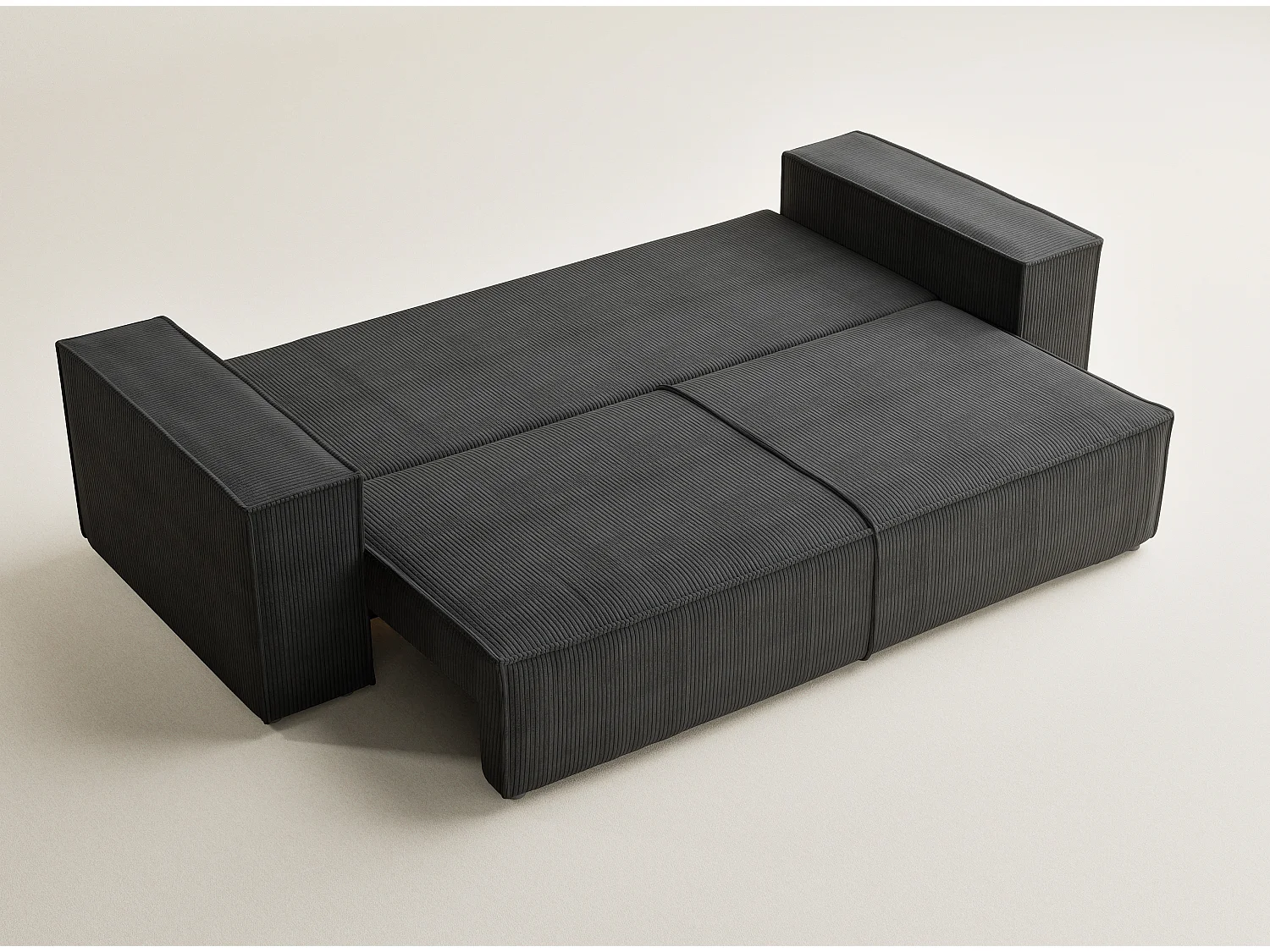 Canapé 3 places convertible en velours graphite MILOS