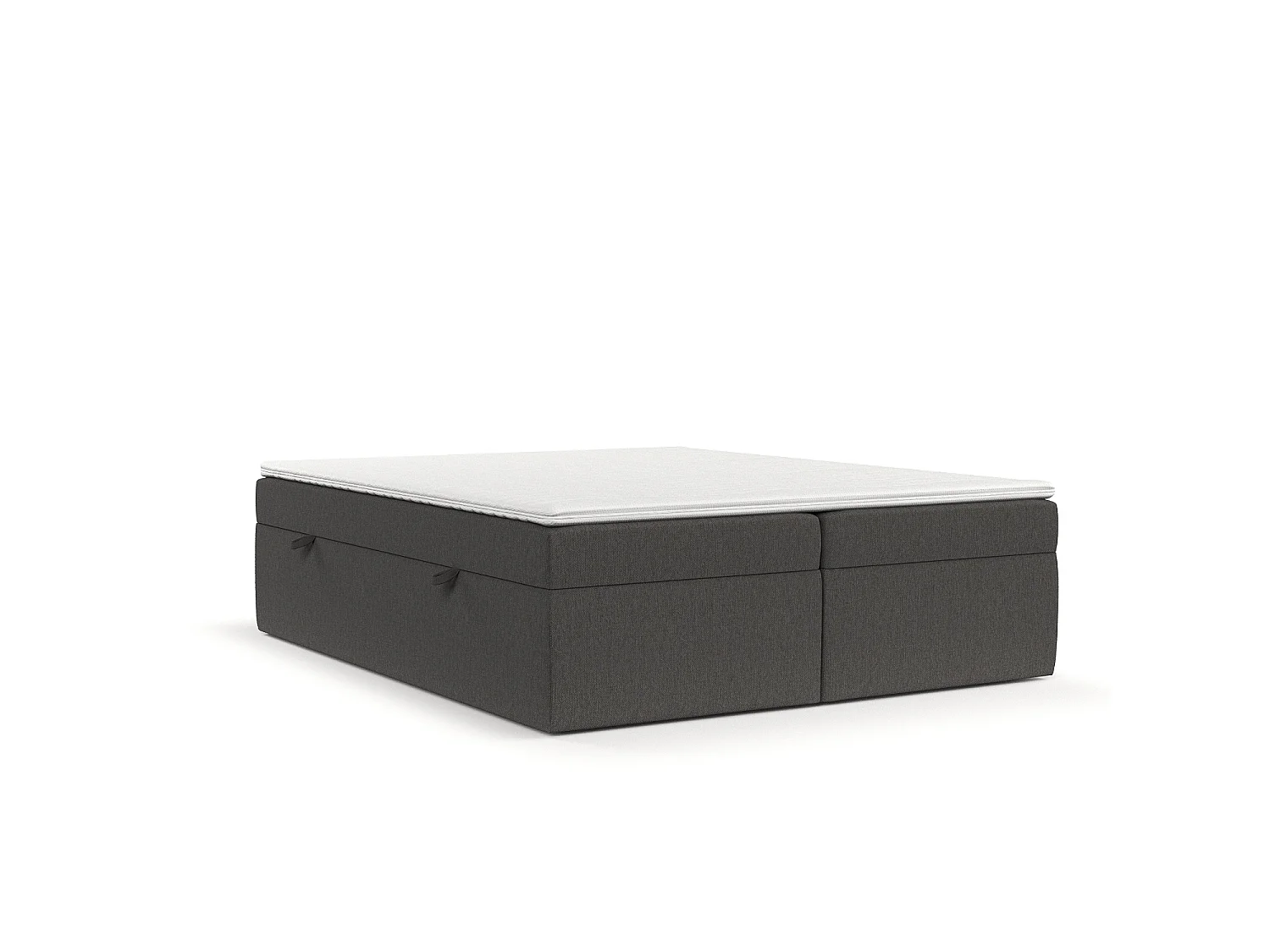 Set compleet bed + opbergruimte + matrasse + dekmatrasse - 180x200 cm - geweven stof - grafiet - LENNON