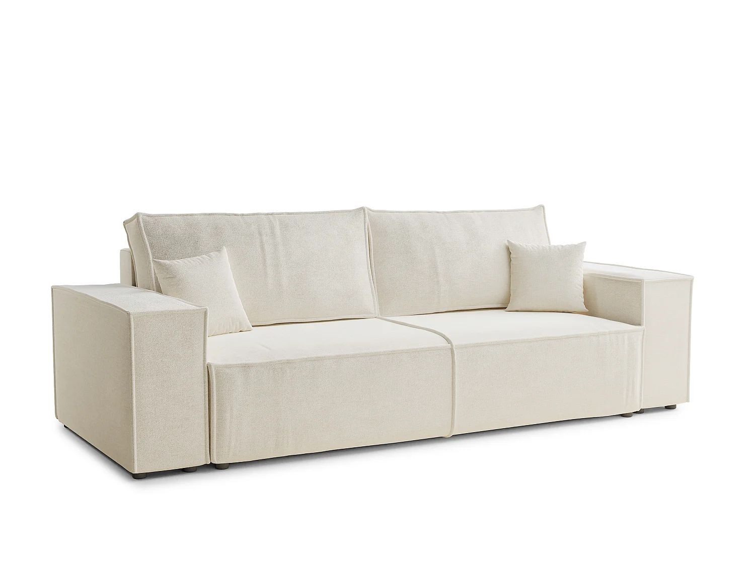 Canapé 3 places convertible en tissu chenille creme MILOS
