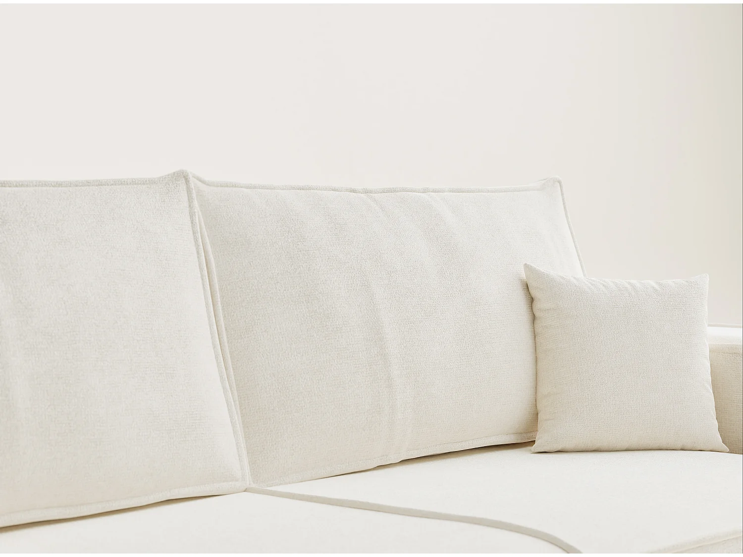 Canapé 3 places convertible en tissu chenille creme MILOS